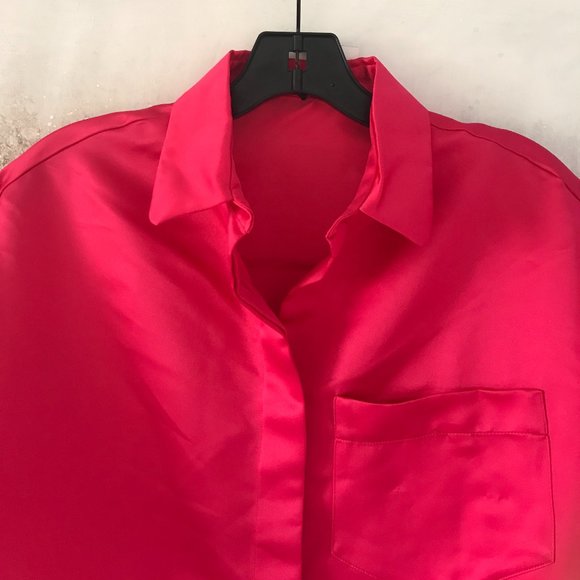 Maje Hot Pink Button Down Shirt (NWT) - Picture 2 of 14